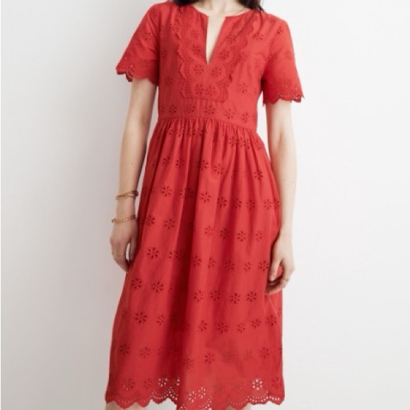 Madewell Dresses & Skirts - Madewell Scalloped Eyelet Midi Dress